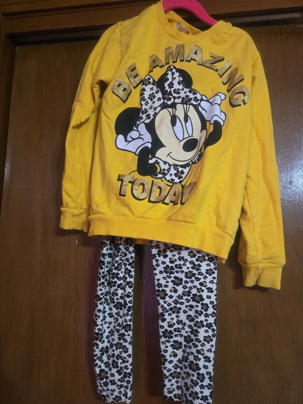 Disney Yellow Minnie Mouse "Be Amazing Today" Matching Set